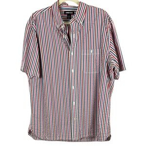Lands' End Men's Casual Red and Blue Button Down Shirt Size 16-16.5"